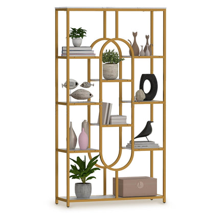 Dreamade 5-Tier Bookshelf 69" Tall Geometric Bookcase w/ 10 Open Shelves