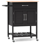 Dreamade Rolling Kitchen Island Cart, Mobile Serving Cart with Drawer, 2-Door Storage Cabinet, Storage Shelf
