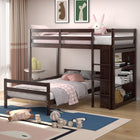 Dreamade Twin Over Twin Loft Bed w/ Bookcase, Bunk Bed w/ 12.5