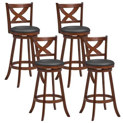 Dreamade Swivel Bar Stools Set of 2, Farmhouse Wooden Barstools with Back