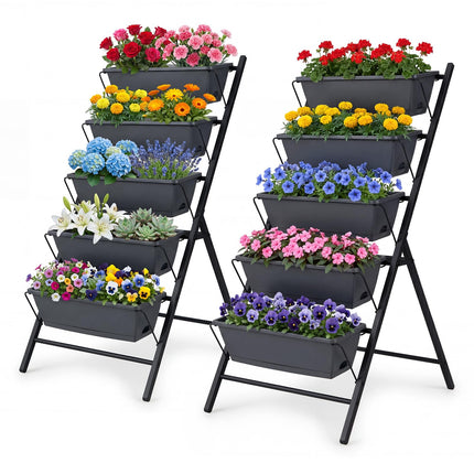 Dreamade 5-Tier Vertical Garden Planter Set 1/2 Raised Garden Bed w/Drainage