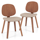 Dreamade Wooden Dining Chairs Set of 2/4 Chenille Fabric Upholstered Kitchen Chair w/Bentwood Frame