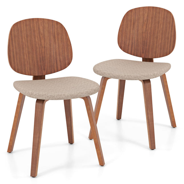 Dreamade Wooden Dining Chairs Set of 2/4 Chenille Fabric Upholstered Kitchen Chair w/Bentwood Frame