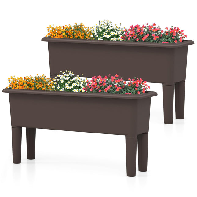Dreamade Raised Garden Beds Outdoor Set of 2, Self-Watering Planter Box with Detachable Legs & Drainage Hole