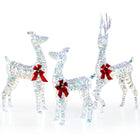 Dreamade 3-Piece Large Lighted Christmas Reindeer Family, Light up Xmas Decorations w/LED Lights & Bows