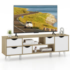 Dreamade TV Stand for 55 Inches TVs, Mid Century Modern Entertainment Center with 4 Drawers, 1 Cabinet, Adjustable Shelf, 2 Compartments