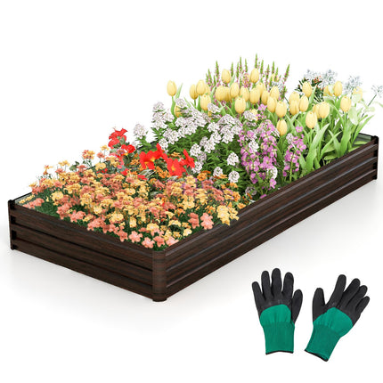 Dreamade 8x4x1ft Metal Raised Garden Bed, Planter Box with Protective Edges