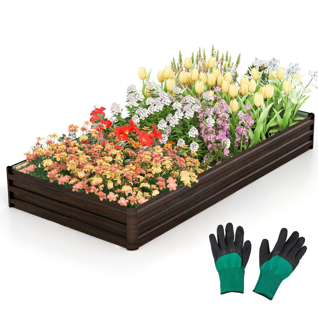 Dreamade 8x4x1ft Metal Raised Garden Bed, Planter Box with Protective Edges