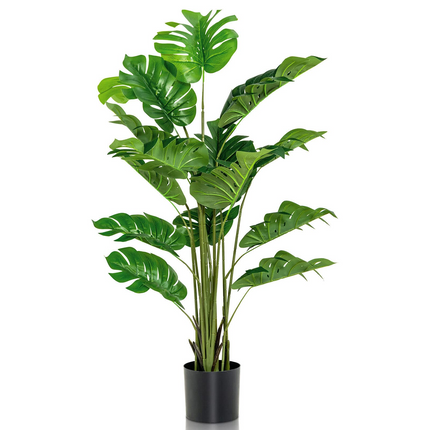 Dreamade Artificial Monstera Deliciosa Plant, 5ft Tall Fake Tropical Palm Tree w/15 Pcs Different Turtle Leaves - DreamadeUS