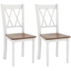 Dreamade Dining Room Chairs Set of 2 White, Wooden Farmhouse Kitchen Chairs with Rubber Wood Seat