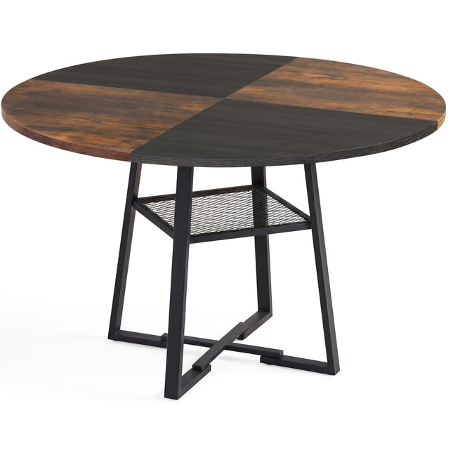 Dreamade Round Dining Table for 4-6 | 47.5" Circle Kitchen Table with Storage Shelf