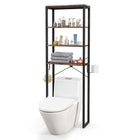 Dreamade Over The Toilet Storage Rack, 4-Tier Wooden Bathroom Space Saver w/Metal Frame & 2 Hooks