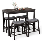 Dreamade Dining Table Set for 4, Kitchen Counter Height Table w/ 4 Stools (Black)
