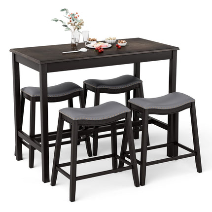 Dreamade Dining Table Set for 4, Kitchen Counter Height Table w/ 4 Stools (Black)