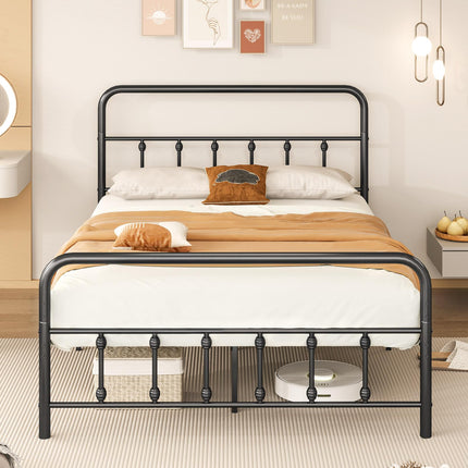 Dreamade King/Queen/Full Size Metal Platform Bed Frame, Victorian Style Platform Bed with Headboard & Footboard