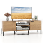 Dreamade TV Stand for TVs up to 65”, Entertainment Center with Charging Station, 2 Cabinets, Open Shelves, 6 Sturdy Metal Legs