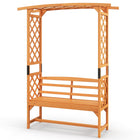 Dreamade Garden Arch Trellis with Bench - 63''W x 79''H Wooden Arbor with 2-Person Outdoor Bench