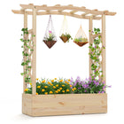 Dreamade Raised Garden Bed with Sided Trellis & Hanging Roof, Wood Planter Box, 44”x14”x45” (L x W x H)