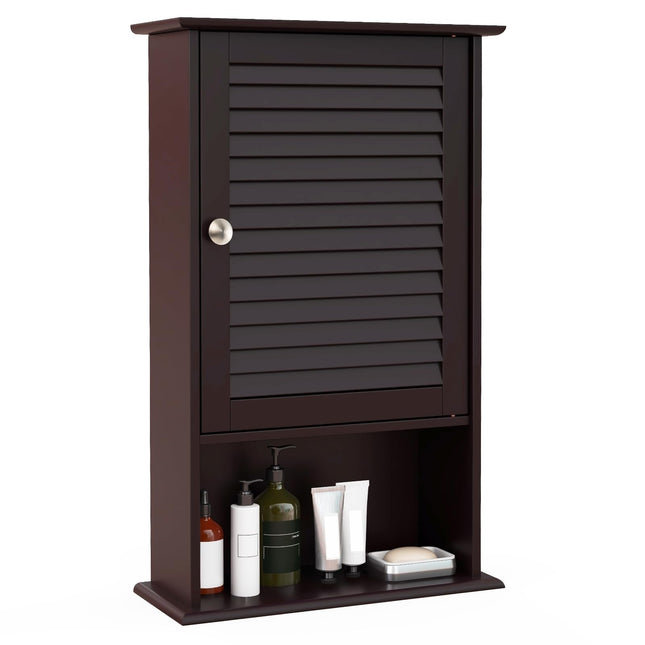 Dreamade Bathroom Wall Mount Cabinet - Over The Toilet Storage Organizer with Single Door and Adjustable Shel