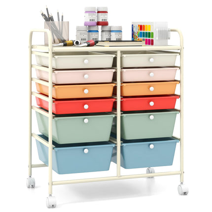 Dreamade 12 Drawer Rolling Storage Cart Tools Scrapbook Paper Office School Organizer