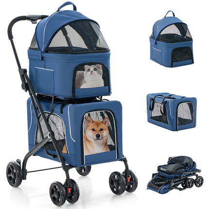 Dreamade Double Dog Stroller - Pet Stroller for 2 Dogs