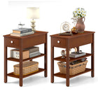 Ginatex Narrow Side Table Small End Tables with Drawer & Open Storage Shelves