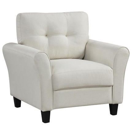 Dreamade Modern Mid-Century Accent Chair - Linen Living Room Chair with Tufted Back, Grey