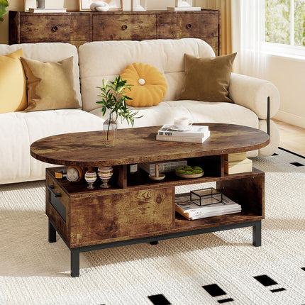 Dreamade 47" Oval Coffee Table Cocktail Accent Center Table with Storage