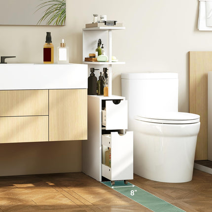 Dreamade Slim Storage Cabinet Narrow Freestanding Bathroom Organizer