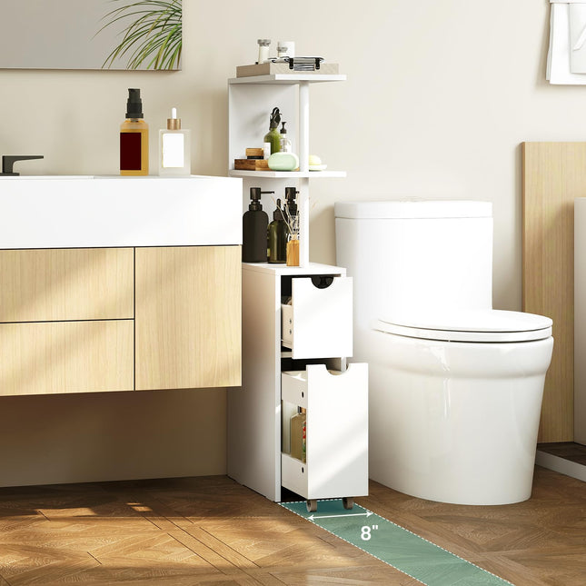 Dreamade Slim Storage Cabinet Narrow Freestanding Bathroom Organizer