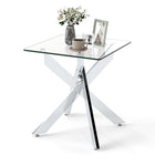 Dreamade Glass Side Table Square Sofa Couch End Table