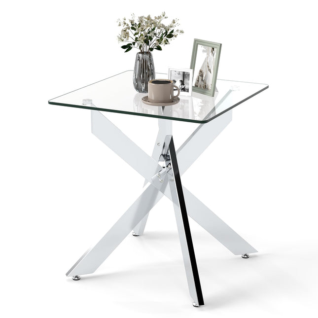 Dreamade Glass Side Table Square Sofa Couch End Table