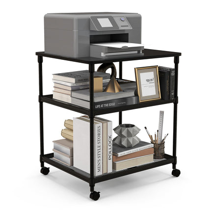 Dreamade Printer Stand, 3-Tier Industrial Printer Cart with Lockable Wheels