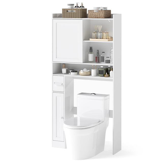 Dreamade Over The Toilet Storage Cabinet Standing Toilet Rack with Sliding Door