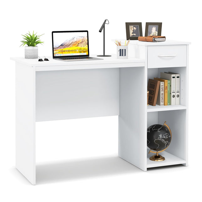 Dreamade Computer Desk with Storage, Modern PC Laptop Table with Printer Shelf