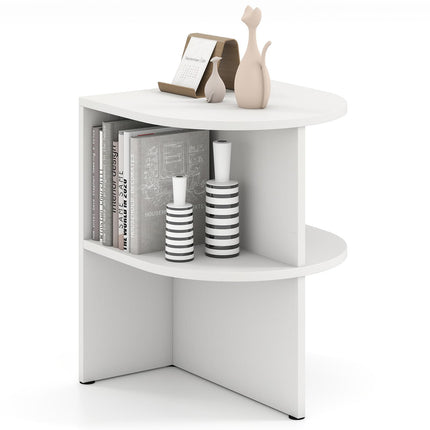 Dreamade Half Round End Table with Open Shelves for Small Space