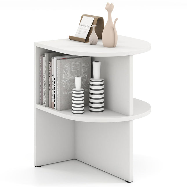 Dreamade Half Round End Table with Open Shelves for Small Space