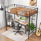 Dreamade Metal Loft Bed Twin Size, Heavy Duty Metal Loft Bed Frame