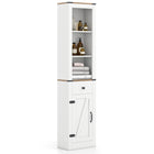 Dreamade 68 inch Tall Bathroom Cabinet with Barn Door Narrow Slim Storage Organizer Unit with Drawer