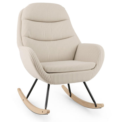 Dreamade Upholstered Rocking Chair Nursery Glider Rocker with Padded Backrest and Seat