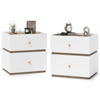 Dreamade Modern Nightstand with 2 Storage Drawers, Wooden Night Stand with Raised Edge