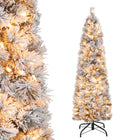 Dreamade Pre-Lit Snow Flocked Pencil Christmas Tree for Home Office Holiday Decor