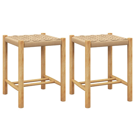 Dreamade Wood Stools Set of 2, 18" Tall Boho Backless Stool Chairs with Rubber Wood Legs