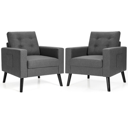 Dreamade Modern Accent Chair, Mid-Century Upholstered Armchair Club Chair