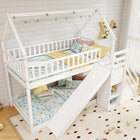 Dreamade House Bunk Bed Twin Over Twin with Slide and Stairs