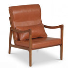 Dreamade Faux Leather Upholstered Armchair with Lumbar Pillow for Living Room & Bedroom