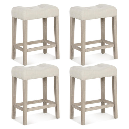 Dreamade 24" Bar Stools Set of 2/4, Upholstered Counter Height Saddle Bar Stools