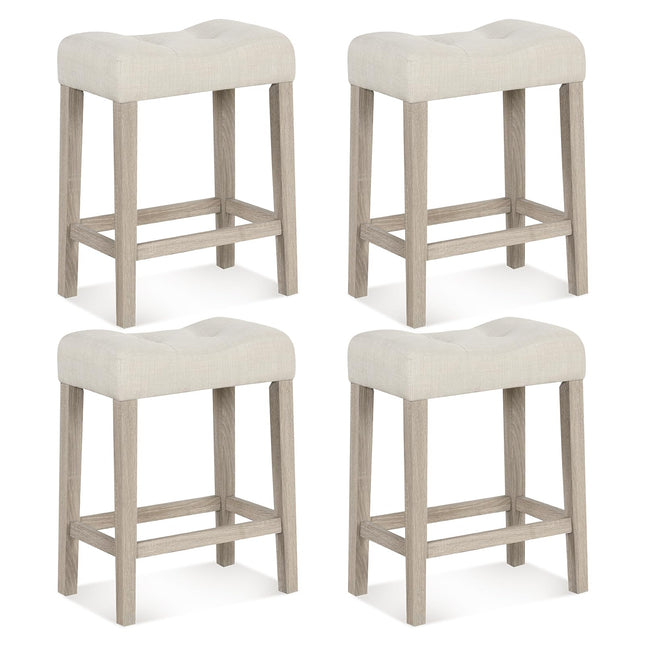 Dreamade 24" Bar Stools Set of 2/4, Upholstered Counter Height Saddle Bar Stools