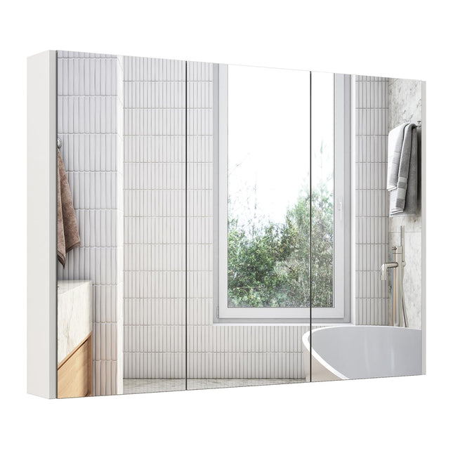 Dreamade Bathroom Medicine Cabinet with Mirror - Extra Large Wall Mounted Cabinet with 3 Frameless Mirrored Doors