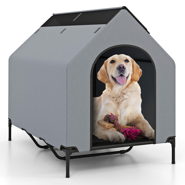 Dreamade Dog House Outdoor Extra Large, Elevated Dog Bed with Weatherproof Canopy